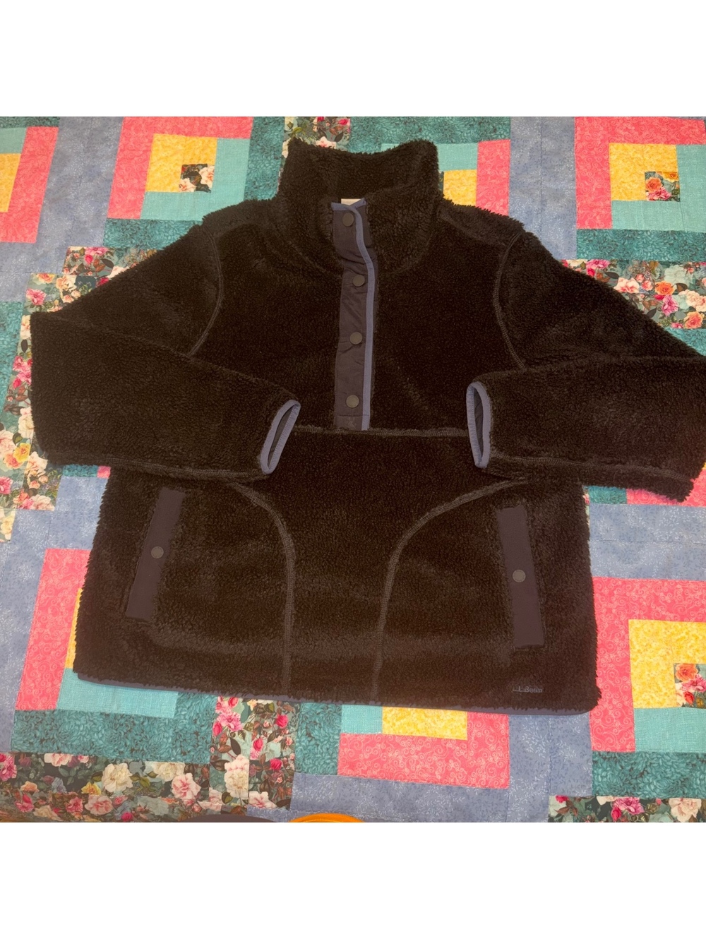 L.L.Bean Sherpa Fleece Sweater Woman’s XL Reg  Black Pullover Jacket Outdoor